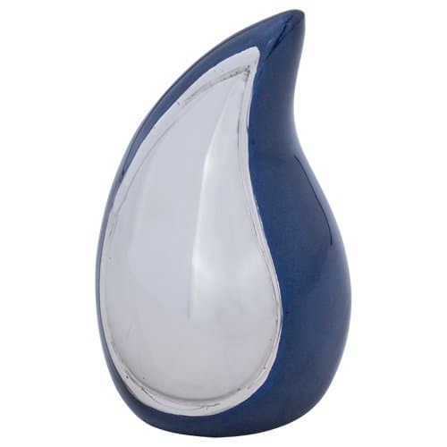 Silverlight Urns Solace Blue Teardrop Keepsake Urn, Mini Urn for Ashes, Small Funeral Urn, 3 Inches High