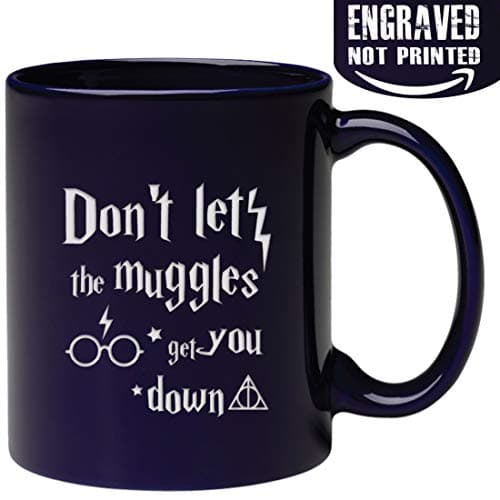 Engraved Don't Let The Mvggles Get You Down Coffee Mug - 11oz- Coblat blue & White - Mothers Fathers Day Birthday Gift Cup for Hubby Wife Boyfriend Girlfriend