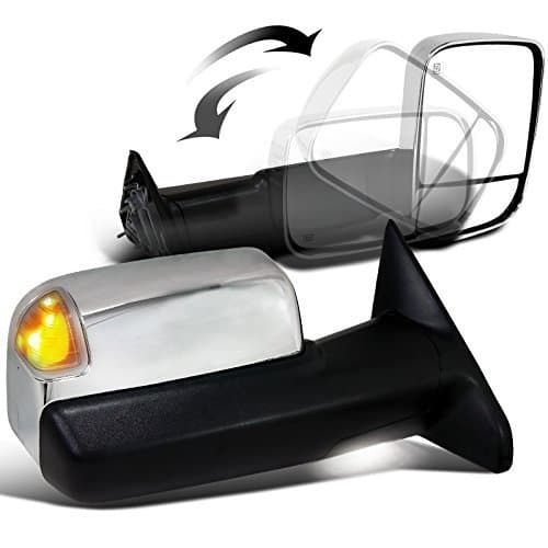 Scitoo Chrome Side Mirrors For 2010-2017 Dodge Ram 1500 2500 3500 2011-12 Ram 1500 2500 3500 Driver Passenger Power Heated Turn Signal Puddle Light Towing Mirror Pair Set