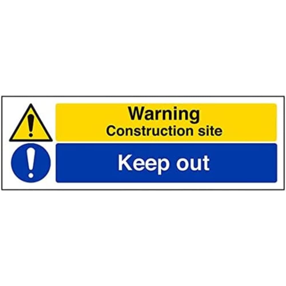 V Safety Warning Building - Warning, Construction Site/Keep Out - 300 x 100 mm Safety Sign