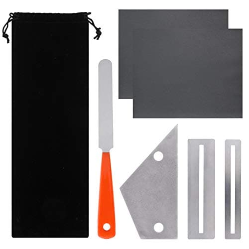 Petift Guitar Luthier Tool Set,Guitar Clean and Polish Tool Kit - 1 Pcs Guitar Fret Crowning File, 1 Pcs Fret Rocker Leveling Tool, 2 Pcs Fingerboard Guards, 2 Sheets Sanding Paper, with Carry Bag
