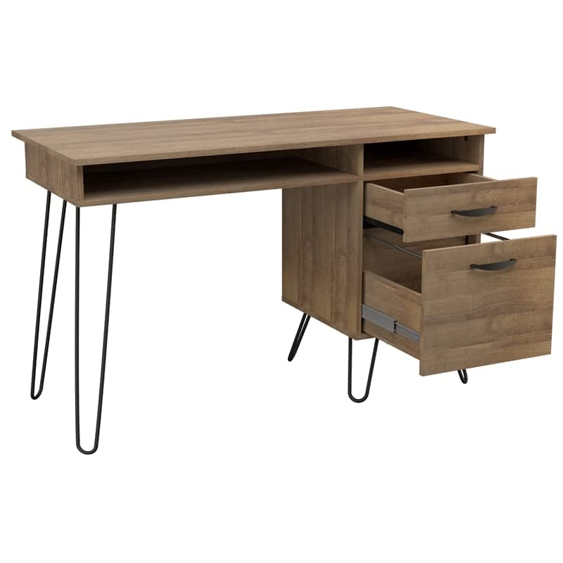 Inval 2-Drawer Mid-Century Computer Desk, Amaretto