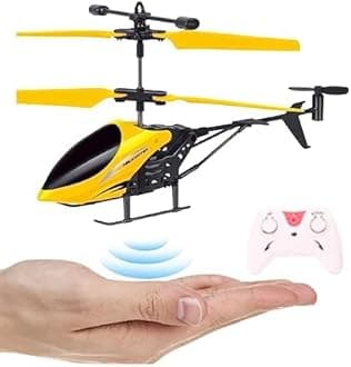 KIDZYMON® Outdoor and Indoor Flying Helicopter with Remote Control | Electronic Radio RC Remote Control Toy | Charging Helicopter with 3D Light & Safety Sensor for Kids - Pack of 1 - Yellow Color