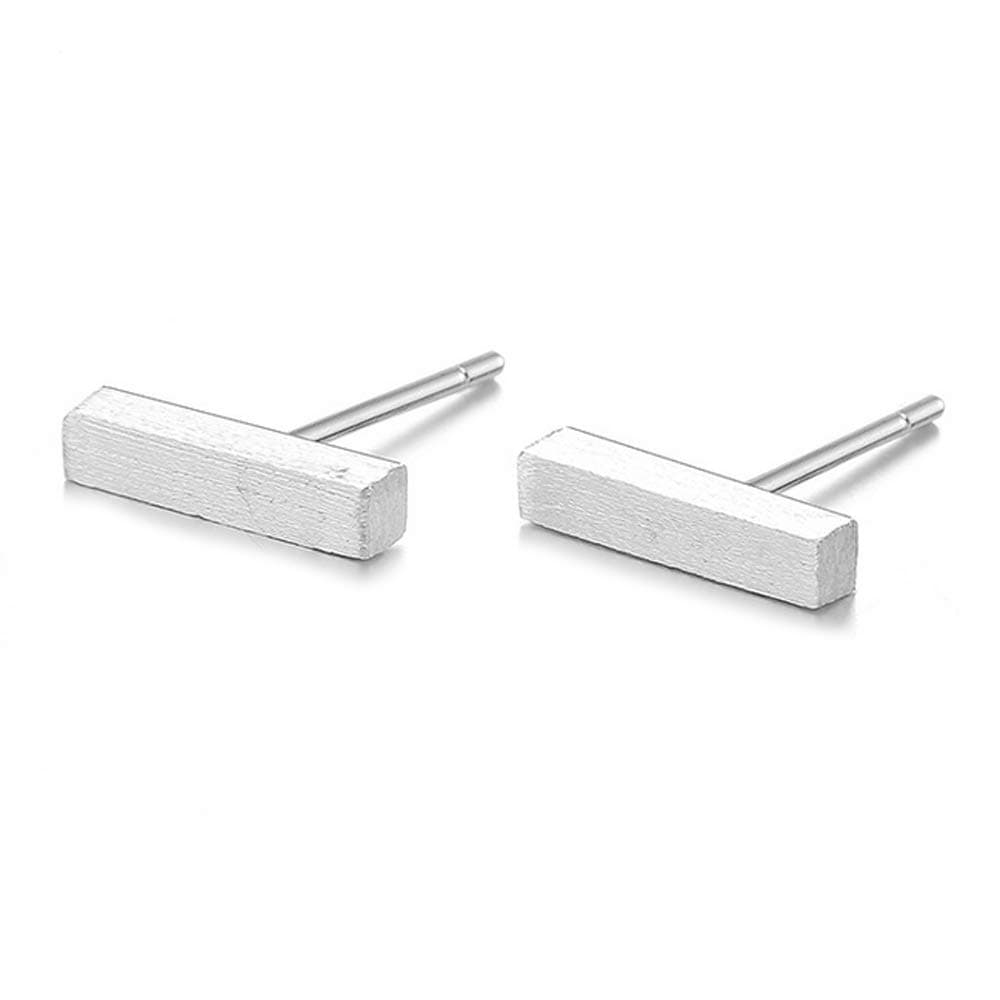 Belons 925 Sterling Silver Plain Bar Stud Earrings Line Stick Earrings for Women Girls, 10mm 11mm 12mm