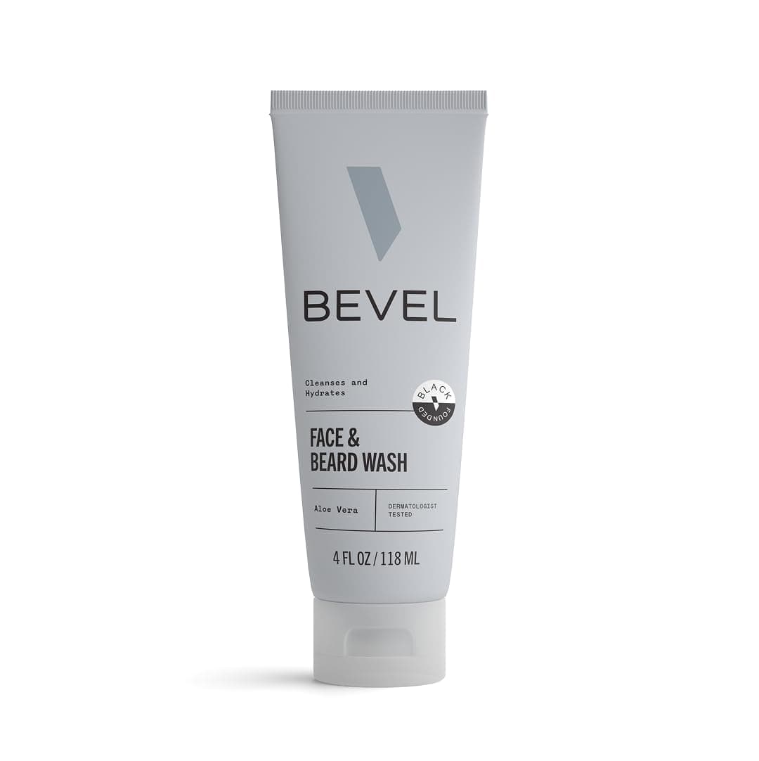 Bevel Face & Beard Wash For Men With Witch Hazel & Aloe Vera Cleansing Mens Face Wash That Hydrates and Brightens Skin and Softens Beard, 4 FL Oz