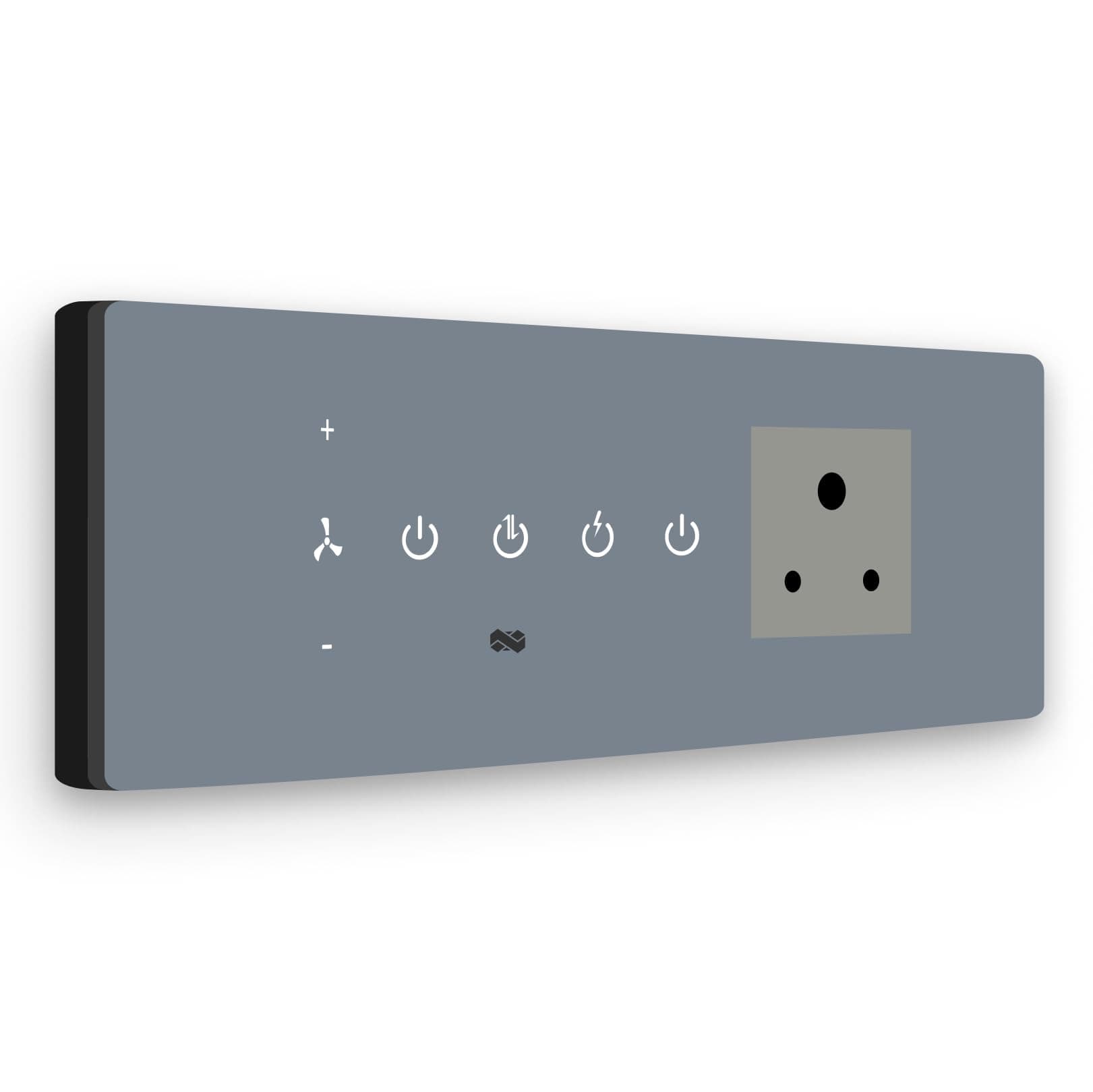 IOTICS Smart Wifi Switch Board: 3 x Switch, 1 Fan & 1 Smart Plug Module. Touch Control, Remote, App Control. Voice Control with Alexa & Assistant. Smart Touch Switch Board For Home Automation (Grey)