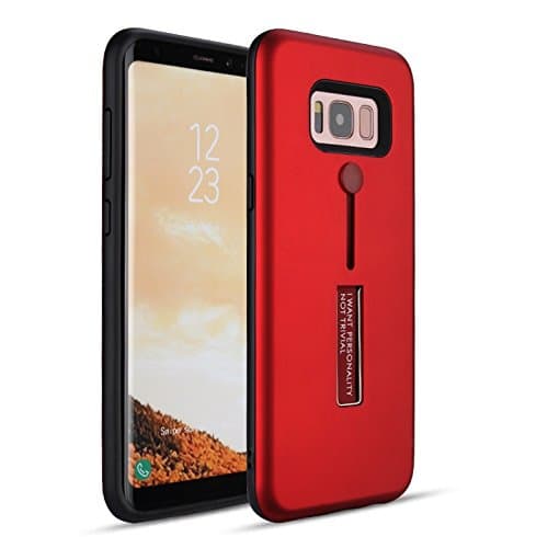 Guppy Ring Holder Kickstand PC TPU Dual Layer Case For Samsung Galaxy S8,S8 Plus Hard Back Protection Cover with Shock Absorbing TPU Inner Layer Hybrid Bumper Stand (Samsung Galaxy S8 Plus, Red)