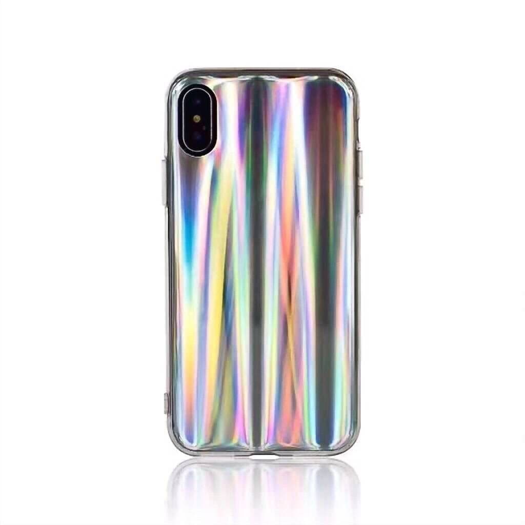 Swishly Holographic iPhone X Case, iPhone 10 Case, Laser Beam Sparkle Bling Reflective Psychedelic Rainbow Super Slim Soft TPU Protective Cover Shiny Case for iPhone X