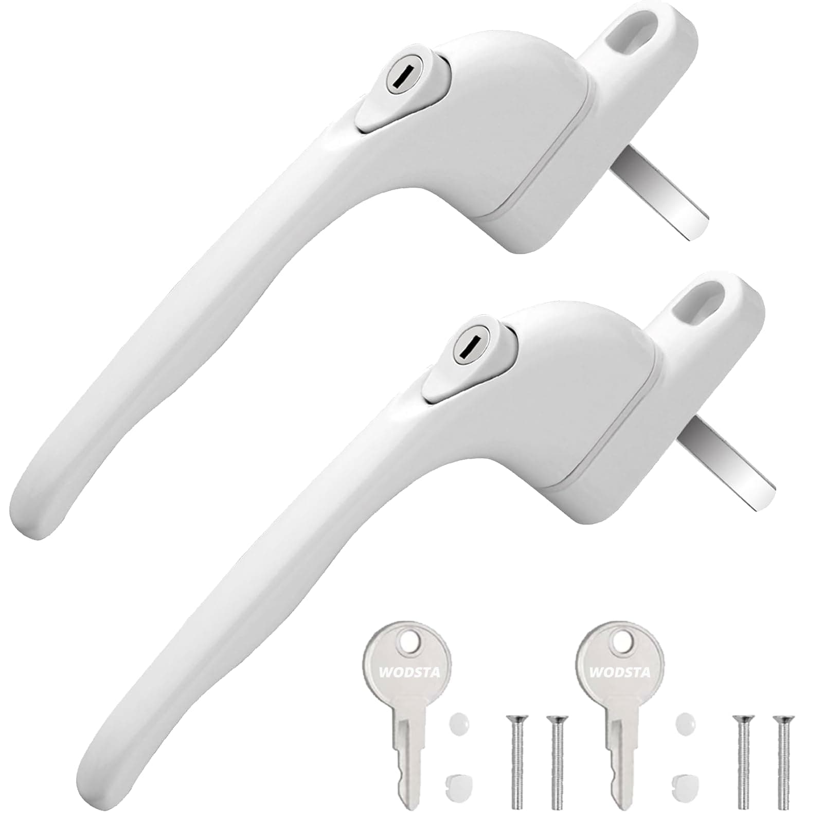 UPVC Window Handle 2PCS Lockable Window Handle Aluminum White Universal Espag Handles with Key with 43mm Spindle Length for Indoor and Outdoor UPVC Window