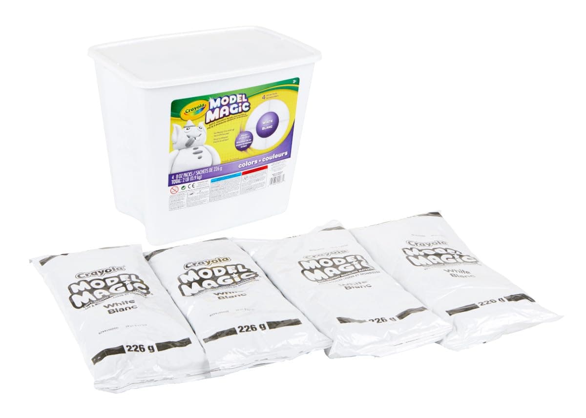 Model Magic White, 4‑Pack (8 oz Each), Air‑Dry Modeling Material for Kids, Soft Sculpting & Craft Clay Alternative, Reusable Art Material, Ages 3+