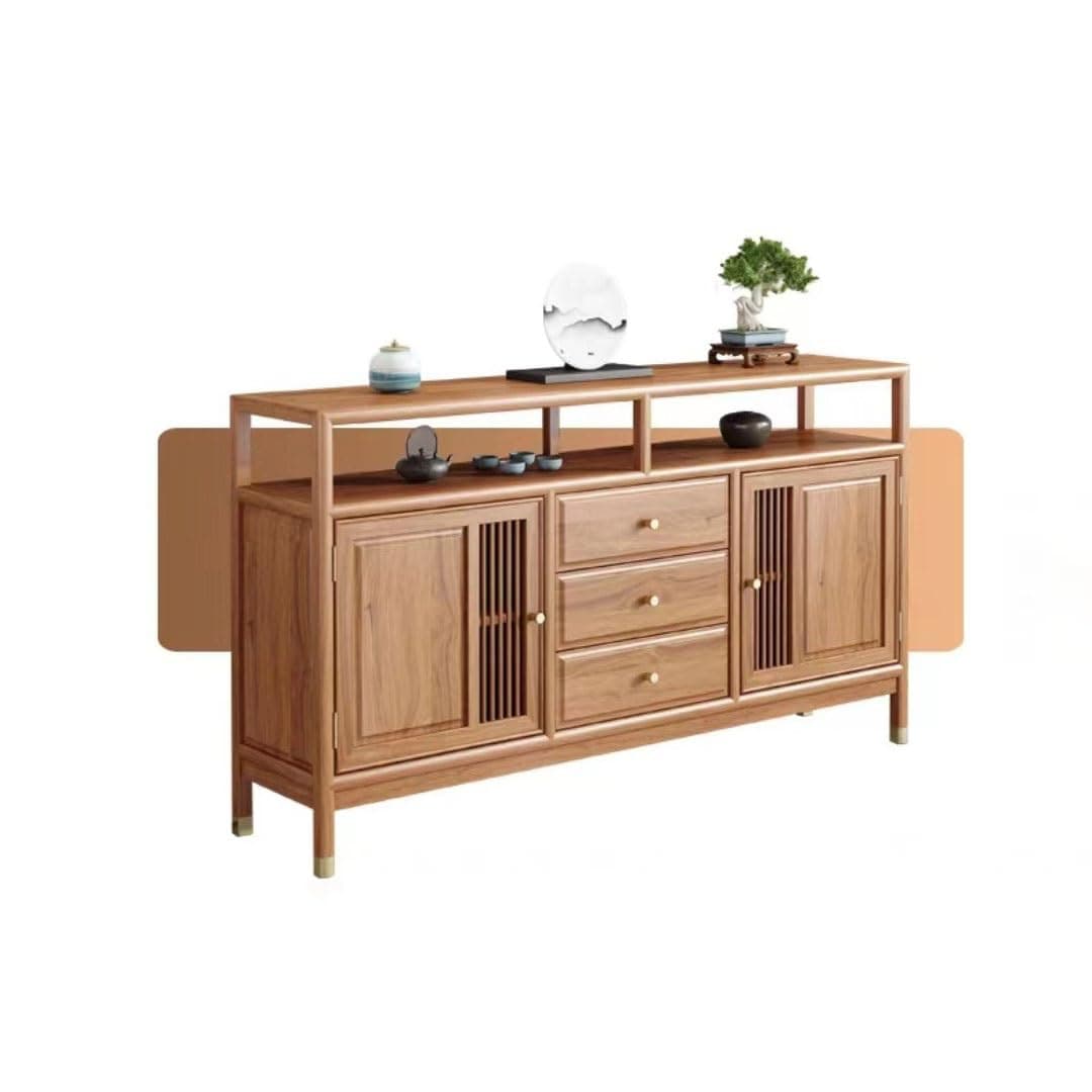 Cabinet for Storage Chinese Sideboard Elm Solid Wood Tea Cabinet Zen Living Room Wall Storage Cabinet Entry Entrance Cabinet Kitchen Pantry Cabinet(B)