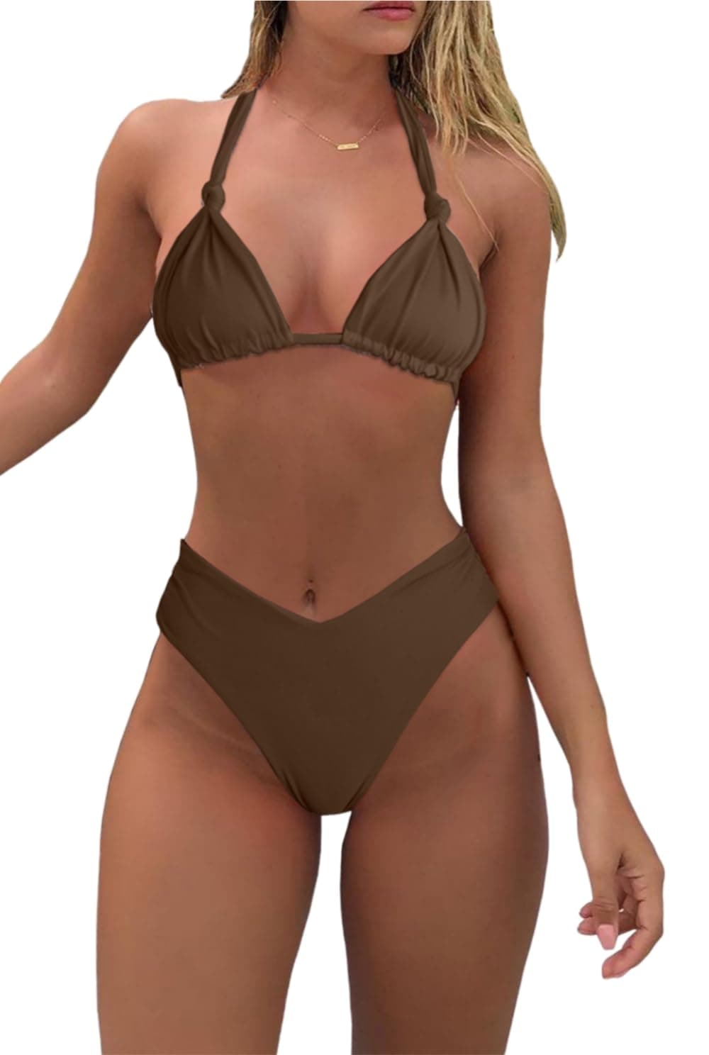 Bikini Sets for Women Sexy Halter Triangle String Bikini Cheeky V Cut High Waisted Thong Swimsuits 2 Piece