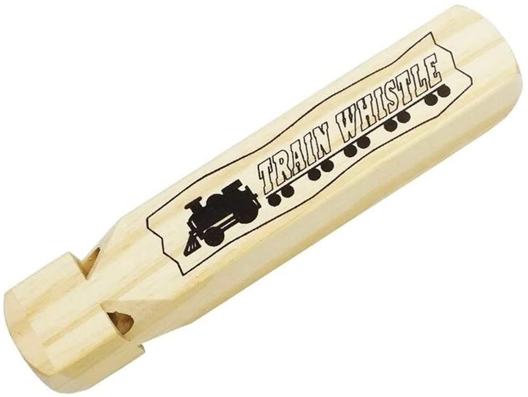 Solid Wood 4-Tone Train Whistle, Brown, Transportation Theme, Musical Instrument Toy, Noise Maker