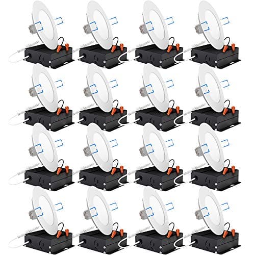 Sunco 16 Pack 4 Inch Ultra Thin LED Recessed Ceiling Lights Slim, 2700K Soft White, Dimmable, 10W, Wafer Thin, Canless with Junction Box - Energy Star