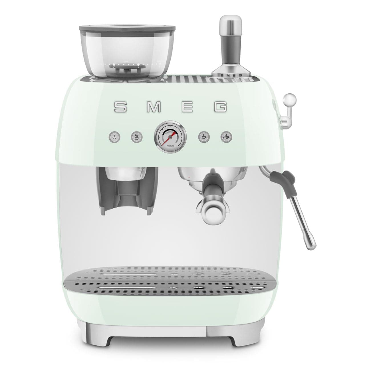 EGF03 Semi-Automatic Espresso Machine with Built-In Grinder, Dual Thermoblock, 50’s Retro Style – Pastel Green (120 V)