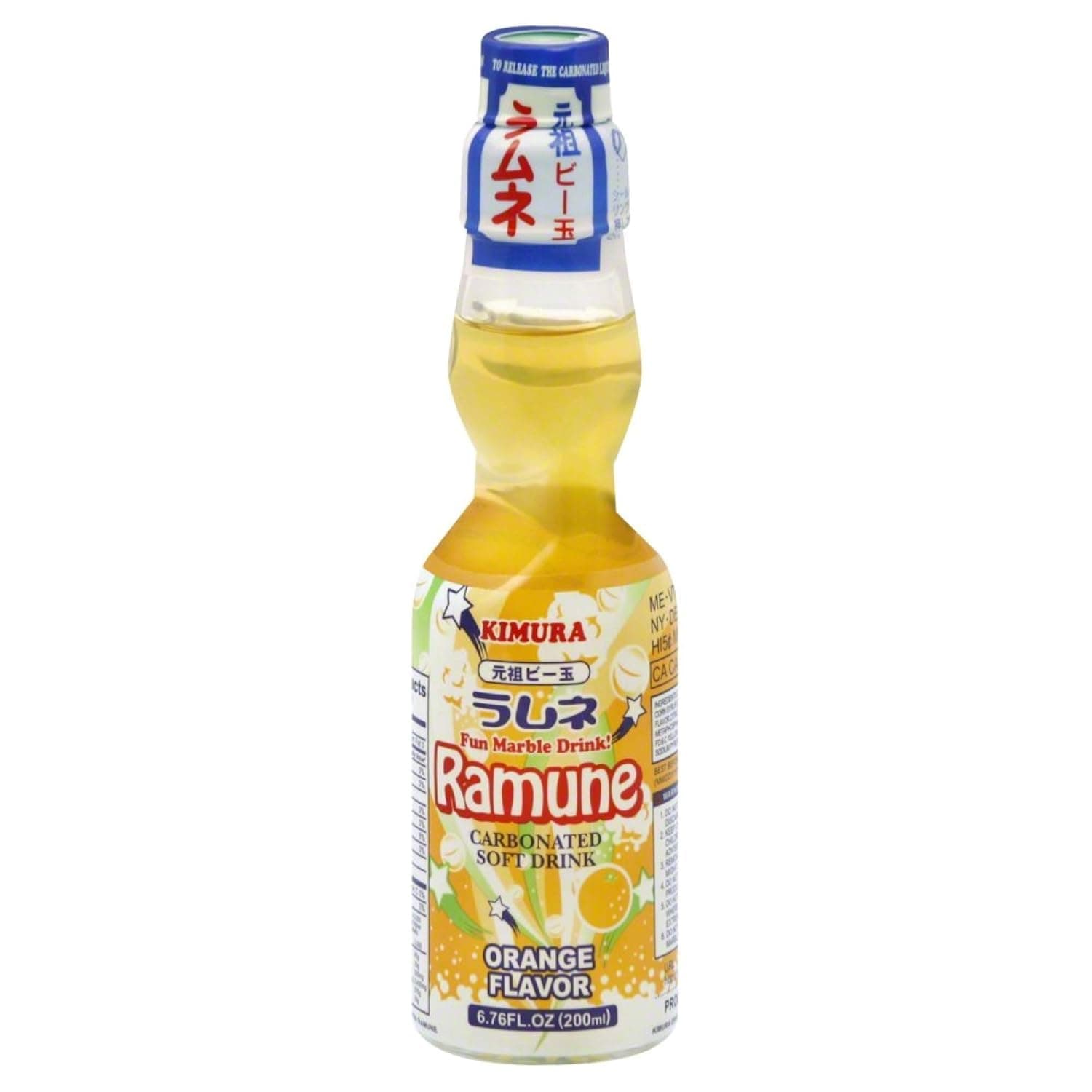 Ramune (Japanese Lemonade) Orange Flavour 200ml by Kimura
