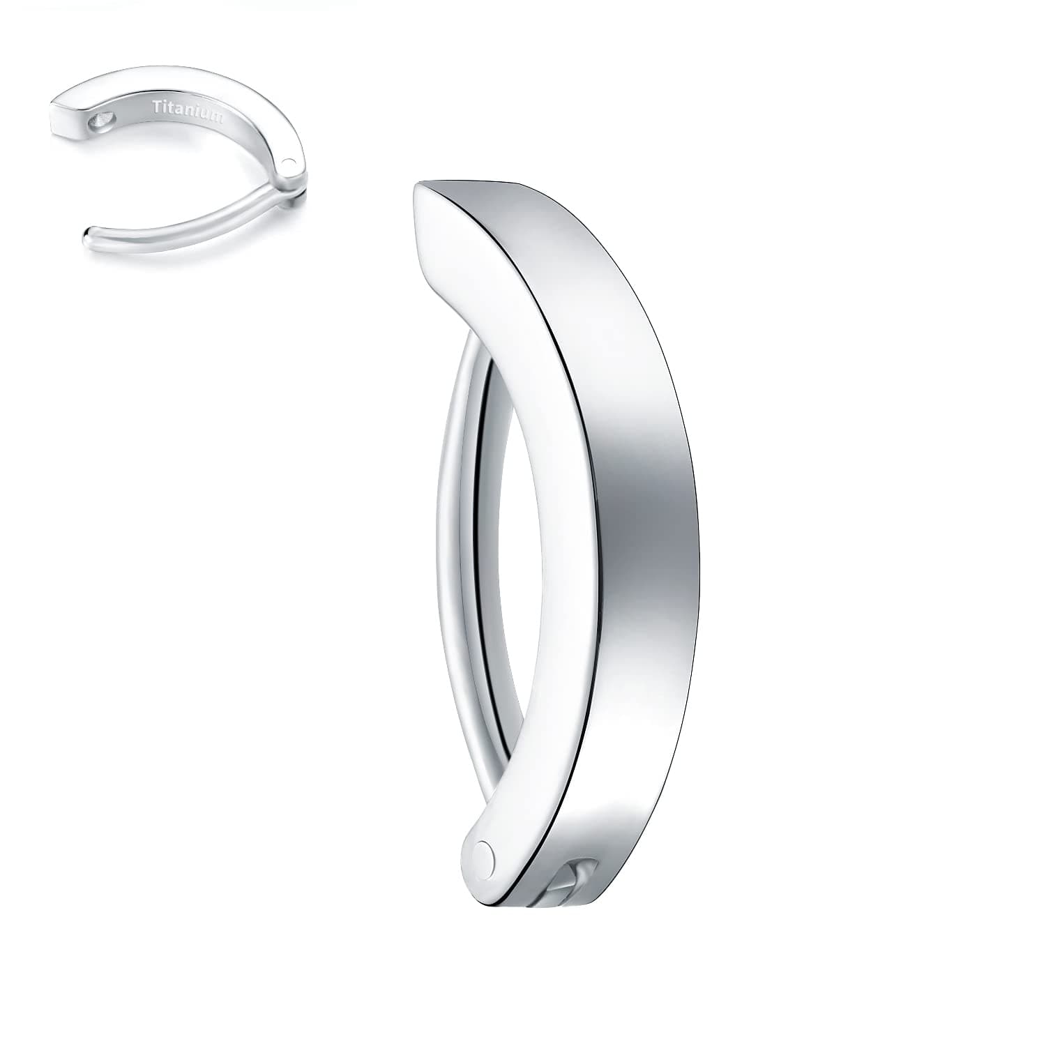 VOJO14G G23 Titanium Clicker Belly Button Ring,10/12mm Reverse Curved Hoop Navel Barbell Piercing Jewelry