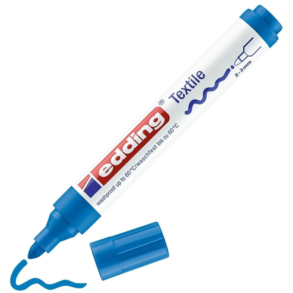 edding 233198 2-3 mm Round Tip Textile Marker - Blue