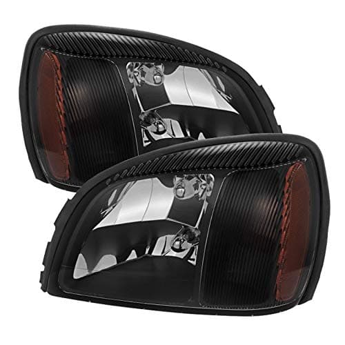 Xtune for 2000-2005 Deville Black Headlights Front Lamps LH+RH Light Bulbs Included Pair Left+Right 2001 2002 2003 2004