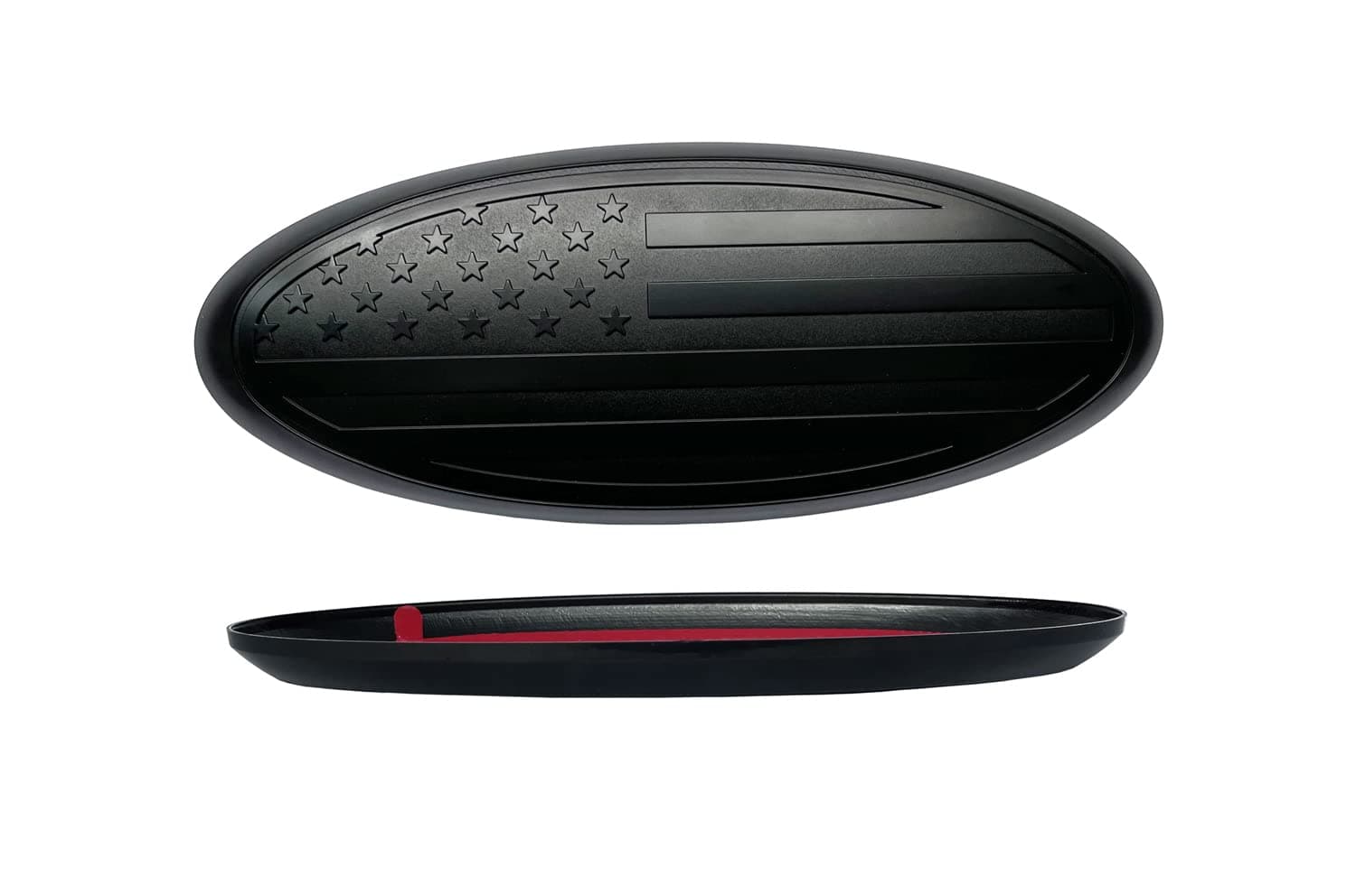 Overlay Emblem 7 Inch American Flag Front Grille Rear Tailgate Badge, ABS Material Covers Emblem, Replacement for Ford F150 F250 F350 99 00 01 02 03 04(7 Inch, Black)