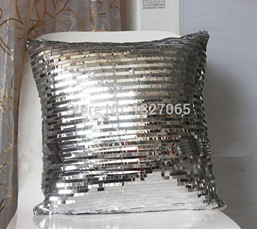 Bling Silver Shiny Glittering Scaly Sequins Pillow Case Sofa Cushion Cover 16