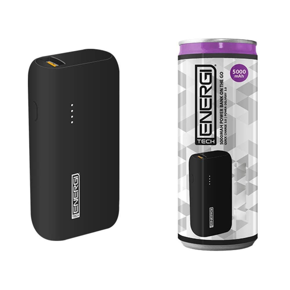 Tech Energi® TE50 PD (Power Delivery) QC 3.0 (Quick Charge) 5000mAh Power Bank On the Go Black for Smartphones/Tablets/AirPods iPhone 12, Samsung Galaxy S21, Google Pixel 5