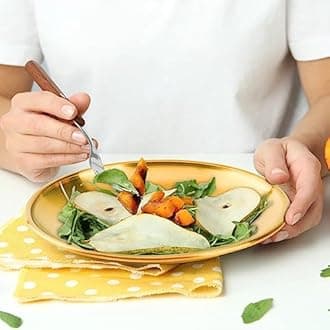 8-piece 7.8-inch appetizer plate with stand set Gold silver stainless steel round plates Suitable for cakes desserts, salads, dips, snacks, side dishes (Gold, 7.8inch)