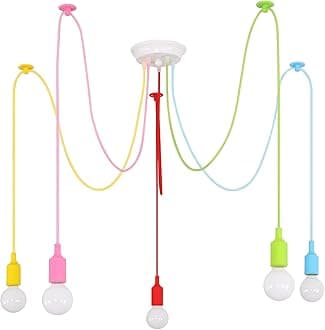 Ymlii Spider Colorful Pendant Light, Kids Fun Chandelier, 5 Lights