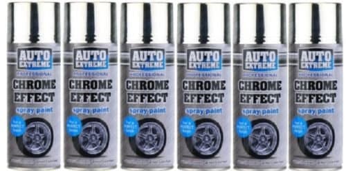 Chrome Effect Auto Spray Paint Matt Foil Mirror Metallic DIY Car Van 400ml New (PACK OF 6)