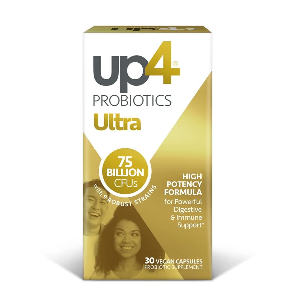 UP4 Ultra High Potency Probiotic Supplement | Powerful Digestive + Immune Support | 50 Billion CFUs Guaranteed | Non-GMO, Gluten Free, Vegan | 30 Vegetarian Capsules