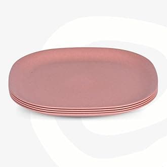 Eha Set of 4 Earth-Friendly Square Dinner Plates |11 inch | Unbreakable Plates Made with Bamboo Fibers & Rice Husk Fiber | Microwave Safe Full Dinner Plates |Pink