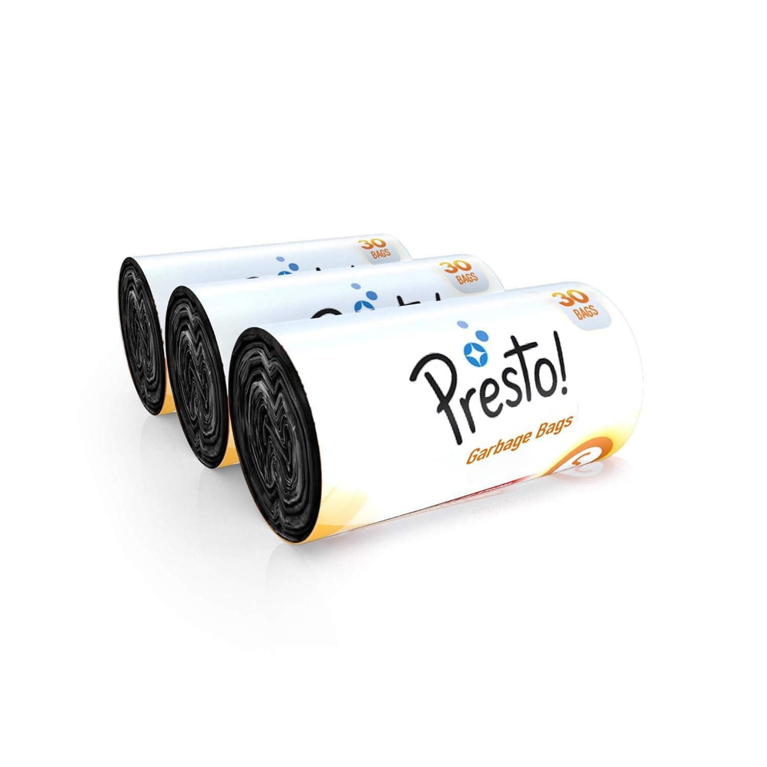 Amazon Brand - Presto! Garbage Bags | Small | 90 Count |30 Bags x 3 Rolls | 17 x 19 Inches | For Dry & Wet Waste | Black
