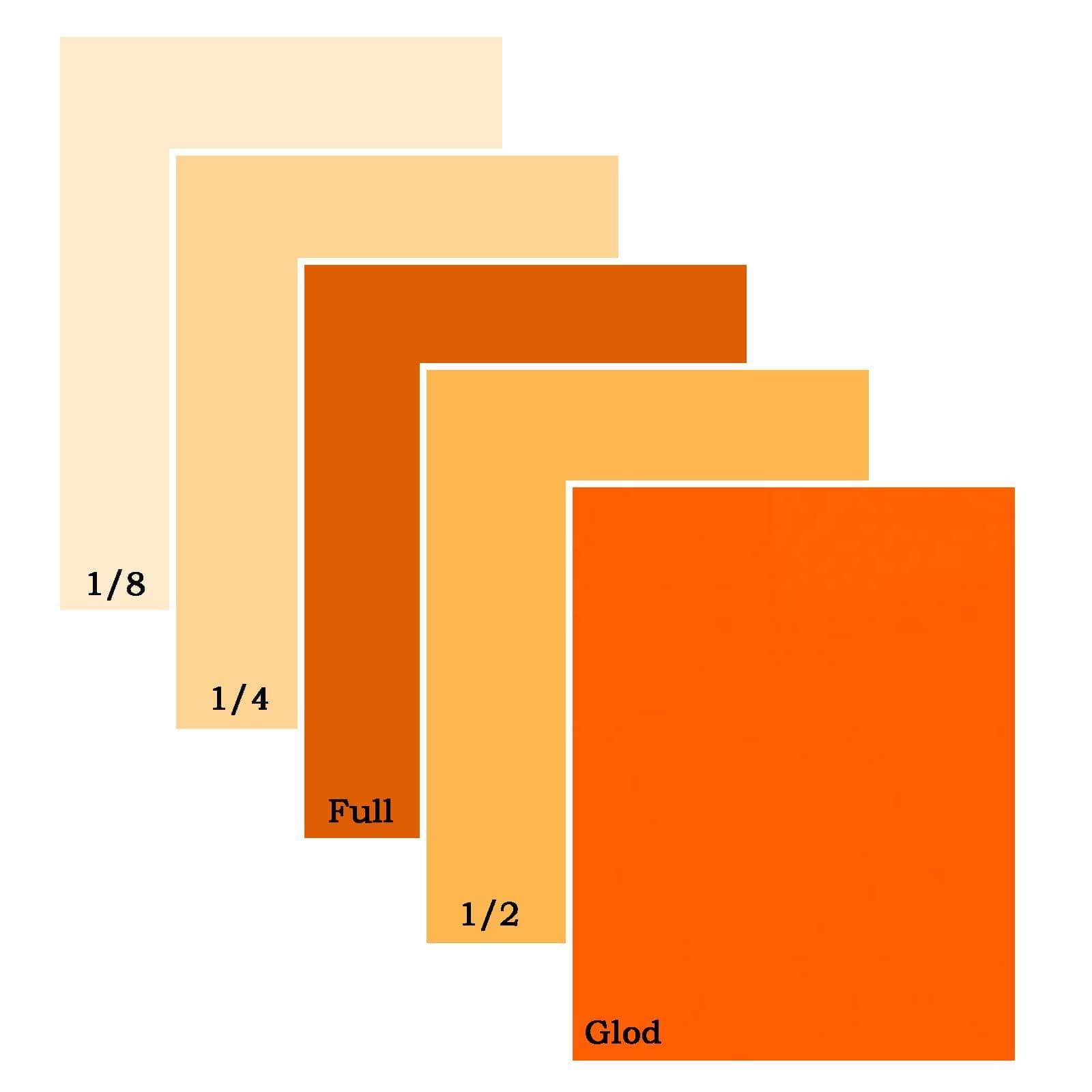 5 Pcs Lighting Gels Filter Transparent Orange Kit,Glod,Full,1/2,1/4,1/8 Cto Color Gels for Photography,Colored Flim for Lights Led Photo Flashlight Strobe 16x20 Inches