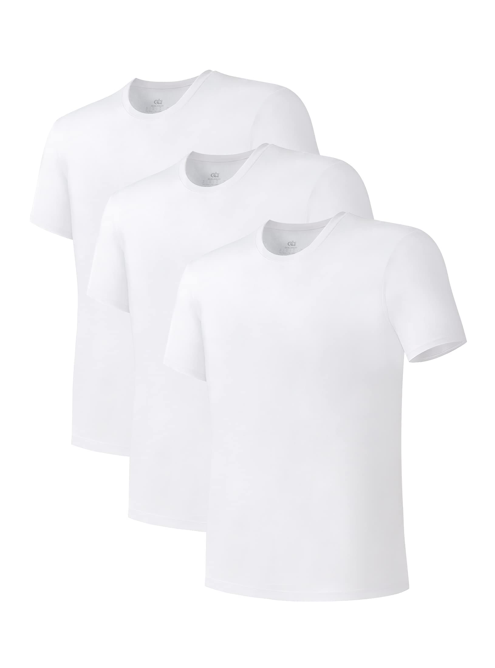 Men's Undershirts Combed Cotton T-Shirt Soft Moisture-Wicking Undershirt Crew Neck or V Neck Tees 3 Pack