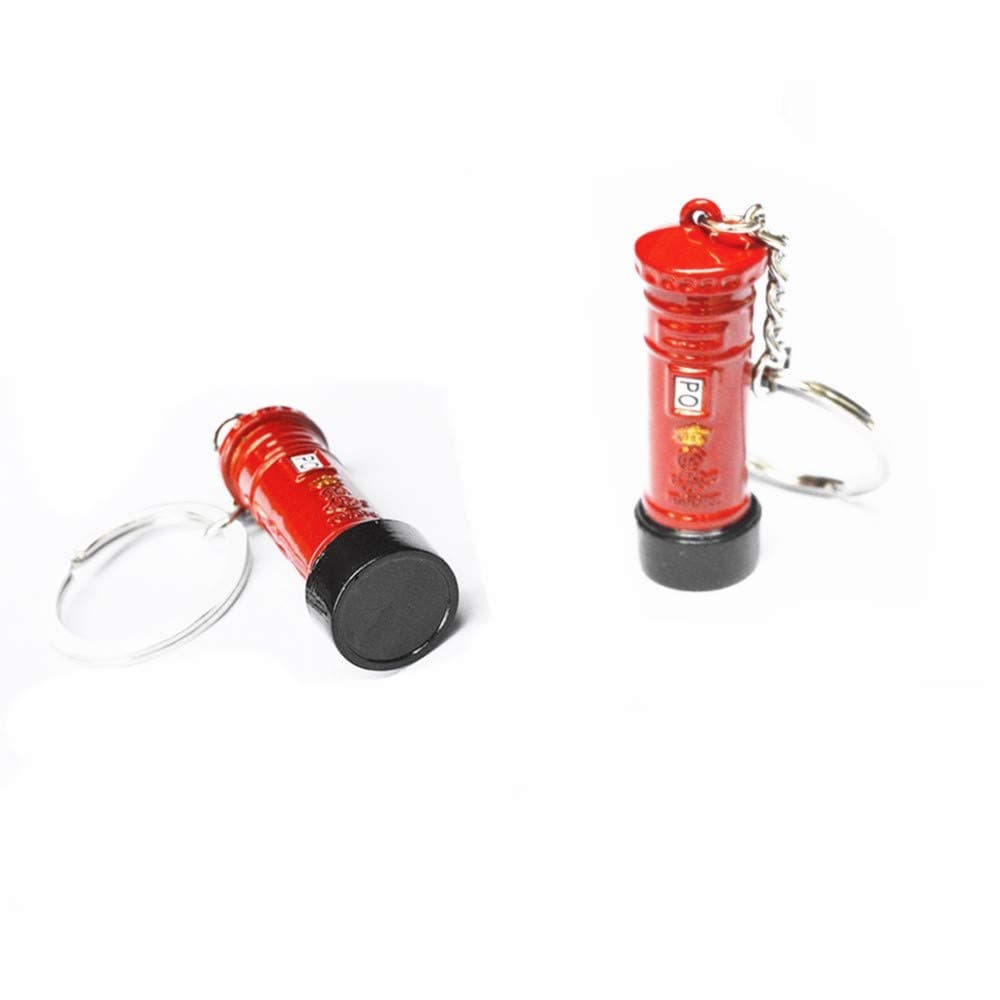British Keychain, BeeSpring London Keychain Red Post Box Model British Tourist Souvenirs Keychain Creative Key Chain Pillar-Box Key Ring(2 Pieces)