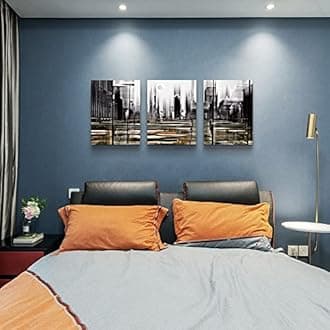 TTHYUEWS Canvas Wall Art For Living Room Family Wall Decorations For Bedroom Modern Office Wall Decor Black And White Abstract City Paintings Posters Prints Wall Pictures Artwork Home Decor 3 Piece