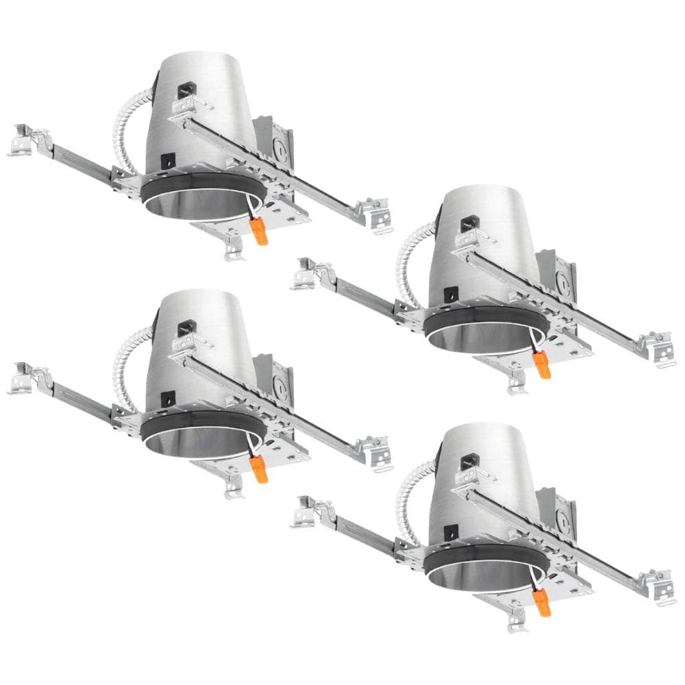Four Bros Lighting 4 Pack - 4" inch New Construction LED Can Air Tight IC Housing LED Recessed Lighting - TP24 Connector
