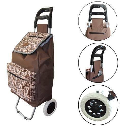 Lightweight Folding Laundry, Shopping, Grocery, Utility Trolley, Foldable Cart, Pull Cart with Wheels, Rolling Push Dolly with Tote (Sand Dunes)