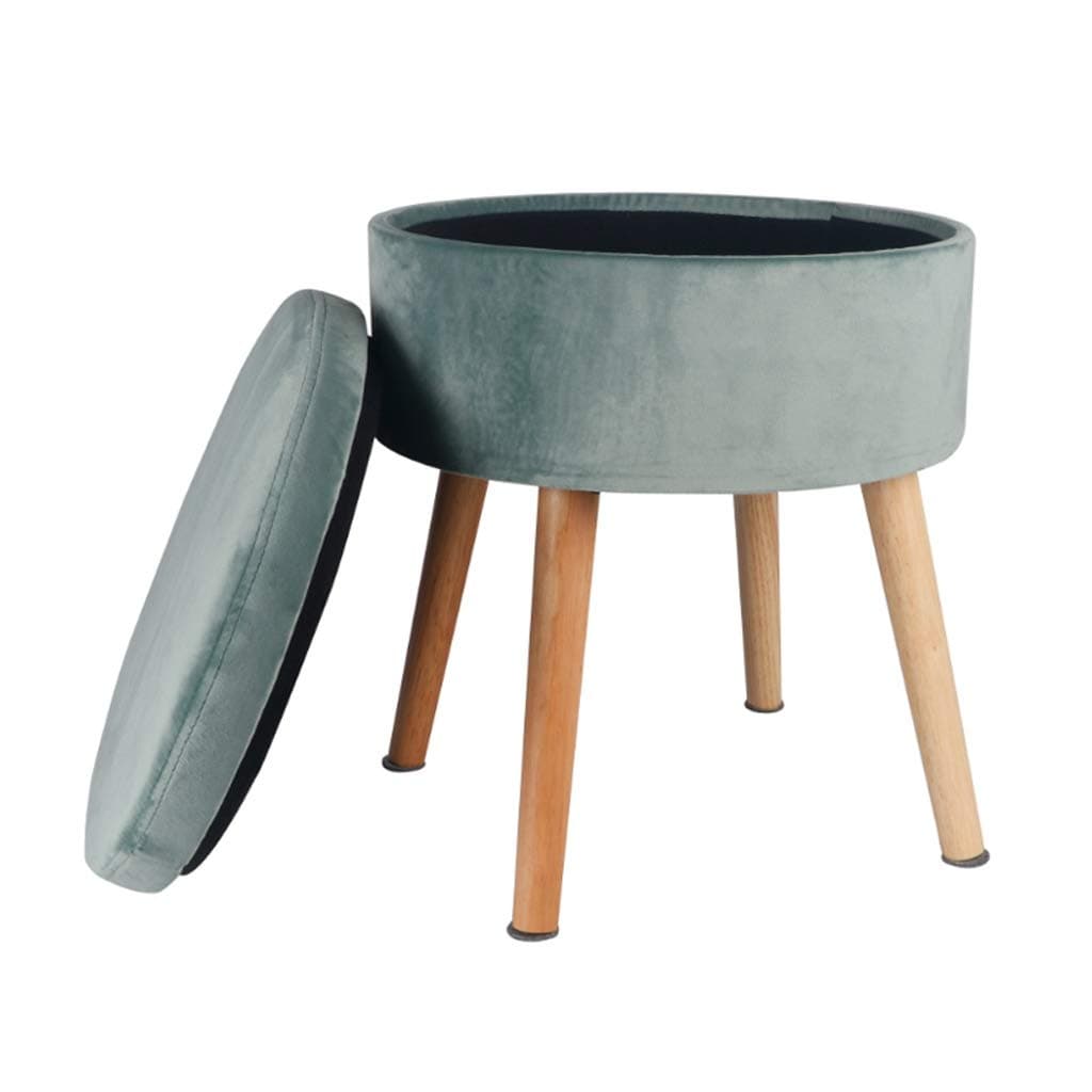 JMTLLSFD Sofa Stool, European Dressing Table Stool Modern Bedroom Storage Stool Creative Low Stool Shoe Bench Storage Footstool 34×41cm (Color : Light green)