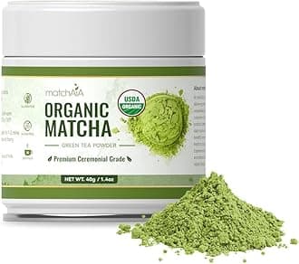 MatchAiA Organic Ceremonial Matcha Green Tea Powder - Premium Ceremonial Grade, First Spring Harvest, USDA Certified, 100% Pure - Sugar Free, Gluten Free (40g / 1.4oz Tin)