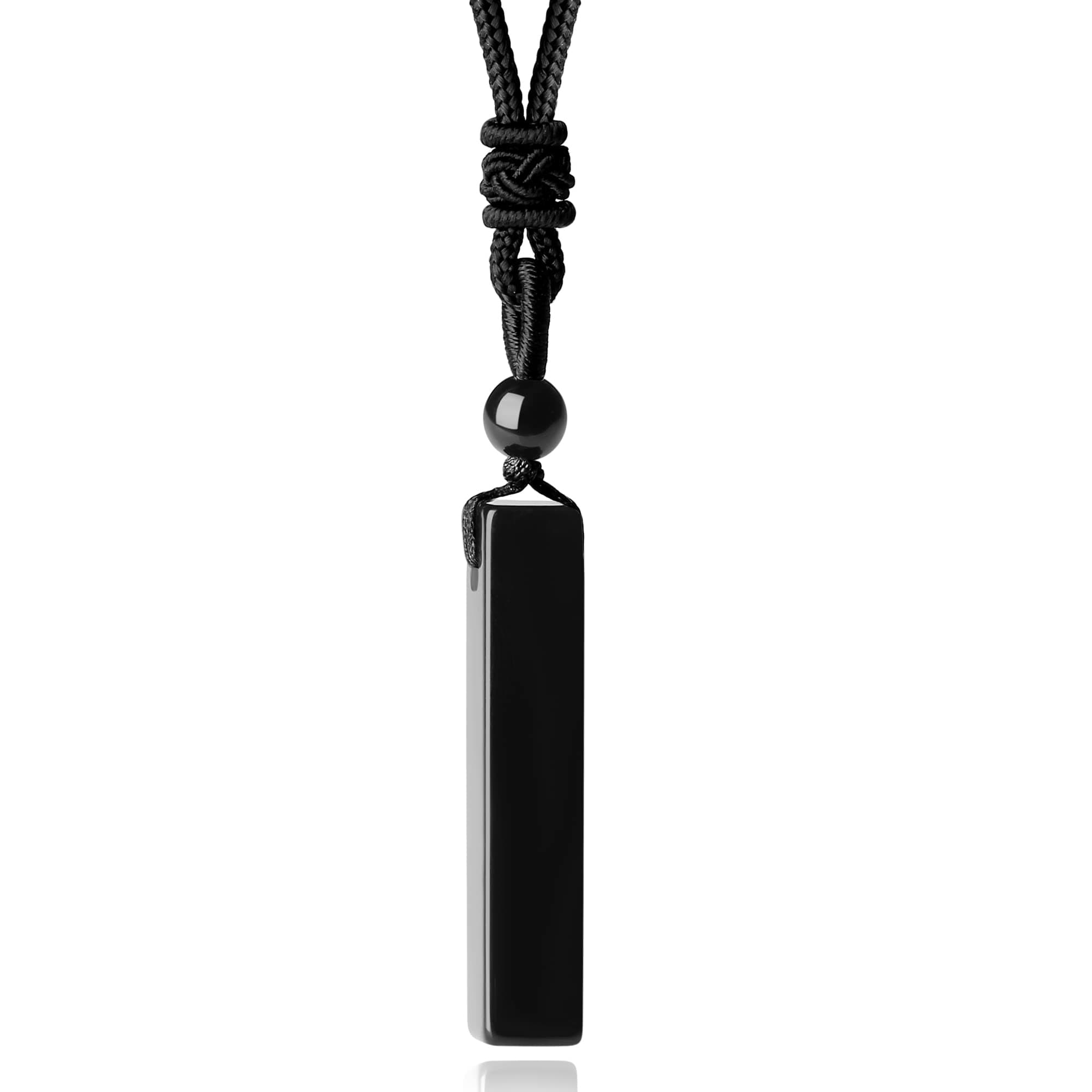 Black Rope Crystal Bar Necklace