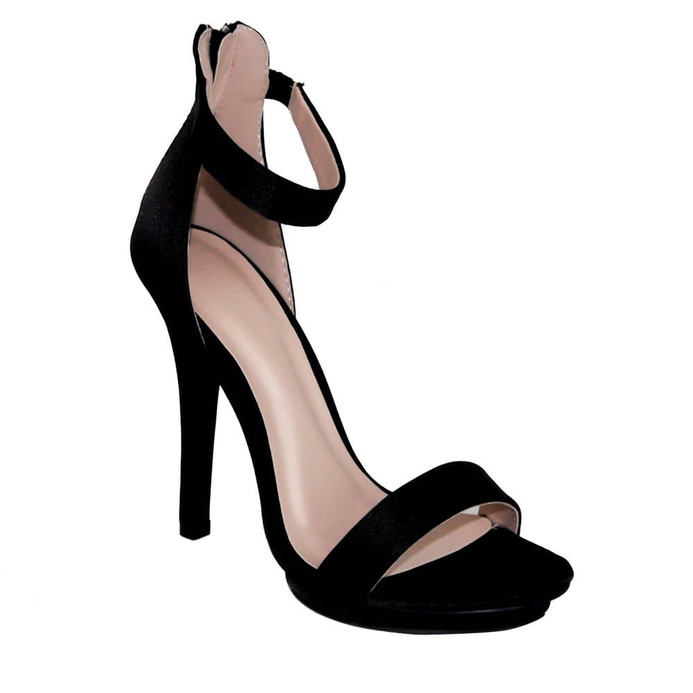 Wild Diva Women's High Heel Sandals Open Toe Ankle Strap Amy-01,7 B(M) US,Black Satin