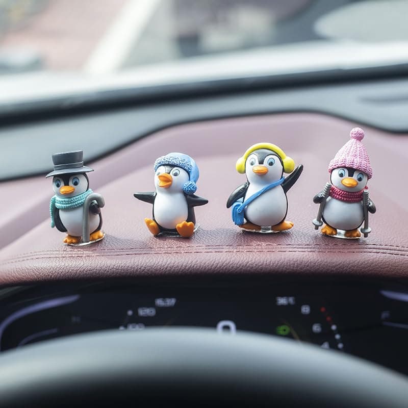 BNTR Penguin Accessory 4-Pack Home Decoration Stocking Stuffers Cute Animal Car Dashboard Decoration House Ornament Valentine Nice Gift