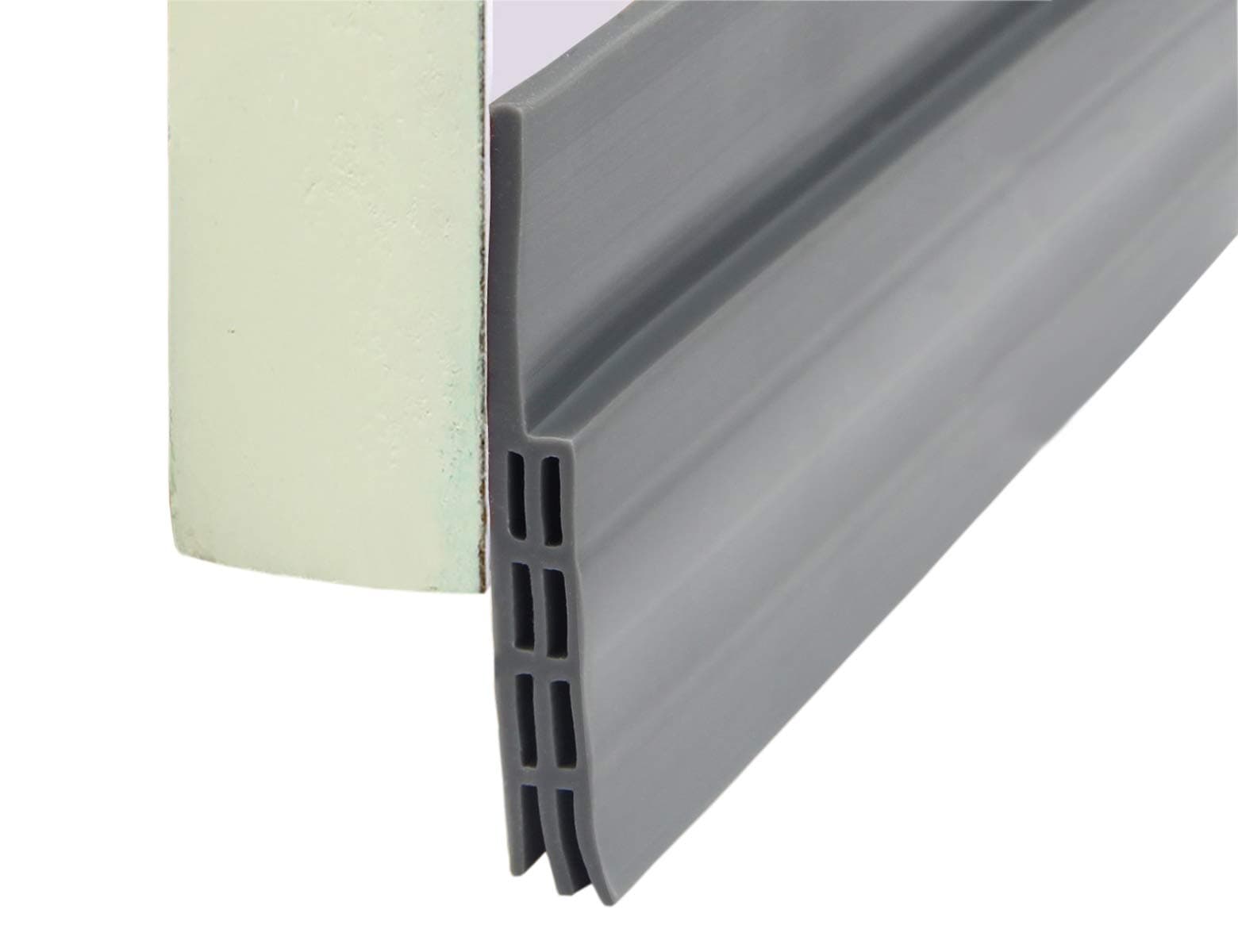 VITAM AMO Door Sweep Brush, Draught Excluder Door Draft Insulation Seal Strip Silicone Self-Adhesive Dust Sound Light Blocker 39 Inch Easy Cut to Size (Grey)