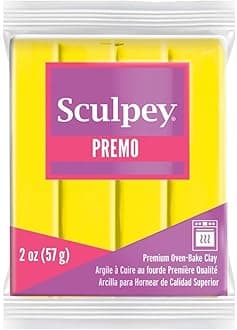 Polyform Sculpey Premo Polymer Oven-Bake Clay, Zinc Yellow, Non Toxic, 2 oz. bar, Great for jewelry making, holiday, DIY, mixed media and home décor projects. Premium clay perfect for clayers and artists.