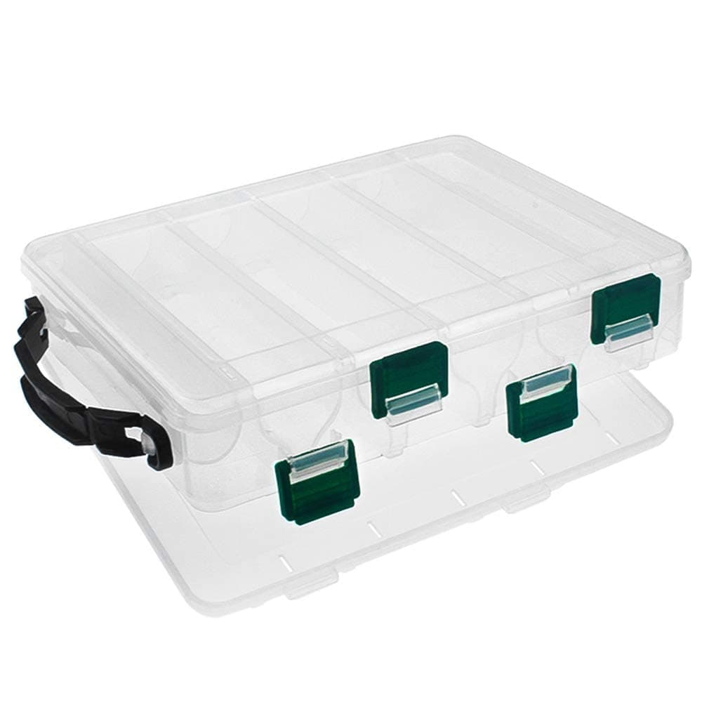 – Double Sided Tackle Storage Box, Waterproof Clear Lure Case for Fishing Accessories and Tools Organization