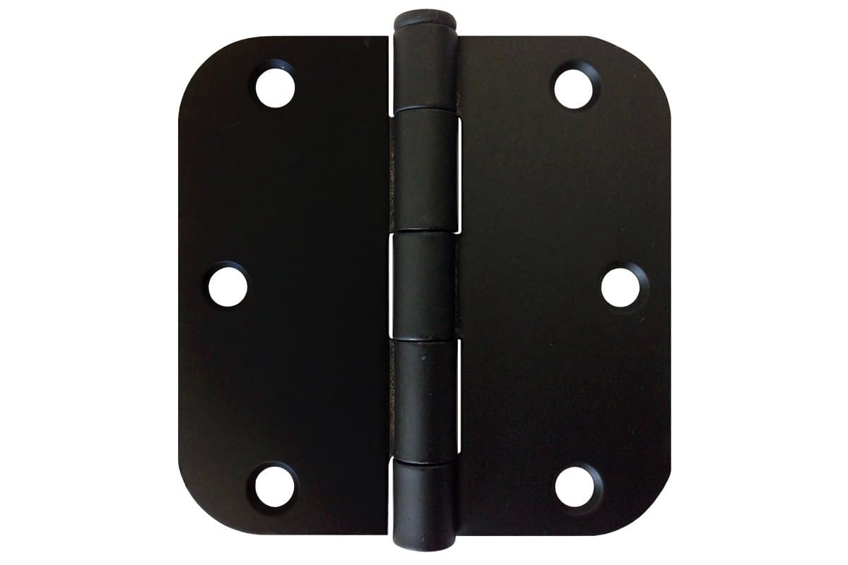 9 Pack 3 1/2 Inch Black 3.5"L x 3.5"H with 5/8"-Inch Round Corner Radius Interior Door Hinge