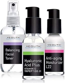 YEOUTH Hyaluronic Acid Serum, Face Toner, Lotion, Moisturizer, Women's Skin Care Set, Men's Skin Care Gift, Skincare Kit, Skin Care Travel Set, Gift Idea Skin Care Gift Set of 3
