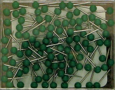 1/16 Inch Map Tacks - Dark Green (100 pins per box)