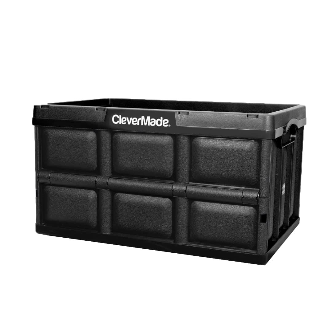 CleverMade Collapsible Storage Bin 32L, Black Color, Plastic Storage Bin Utility Crates